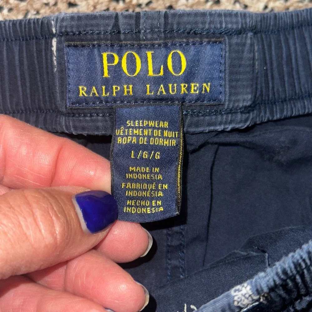 Polo Ralph Lauren Mens Navy Blue All Over Pony Print Pajama Sleep Pants Large